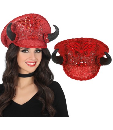 GORRA POLICIA ROJO CON CUERNOS